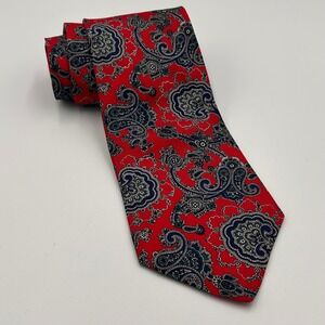 BERT PULITZER‎ Collectors Edition Red Paisley Silk Foular Mens Neck Tie